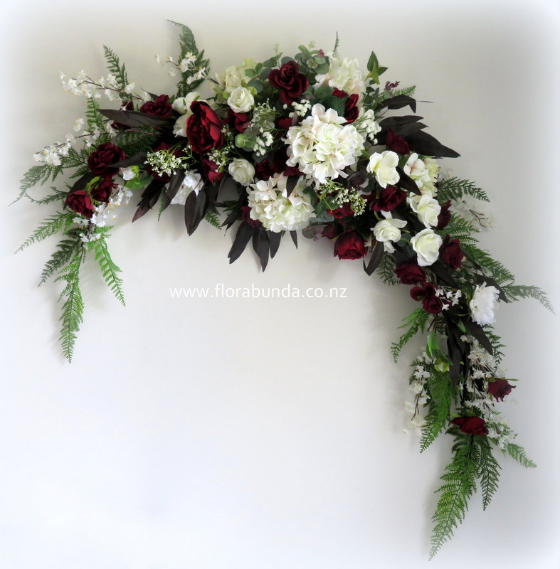 Arbour of flowers Burgundy and white