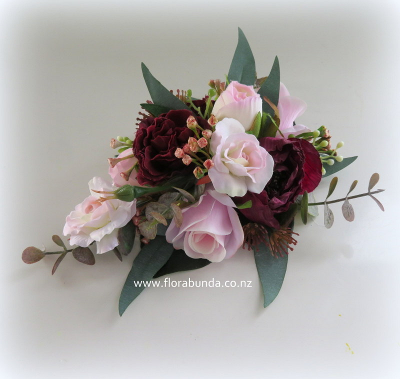 Floral topper for cake burgundy pink