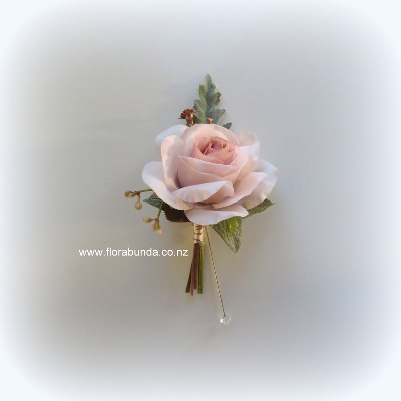 Copper and vintage pink Mans boutonniere.