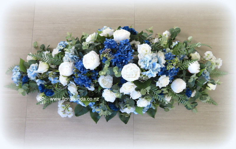 Funeral Flowers everlasting Blue and White