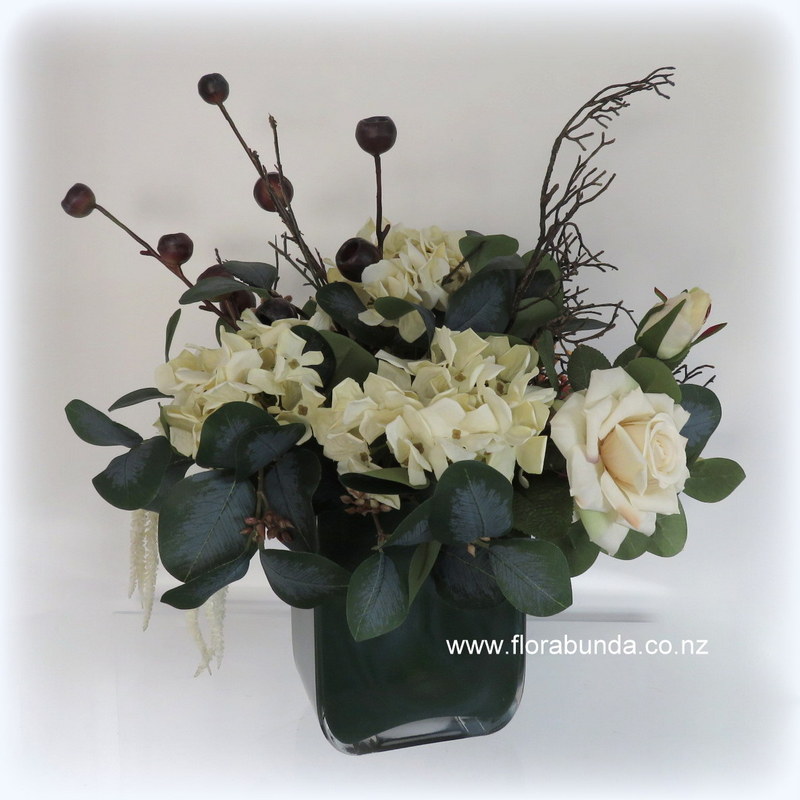 Green dried flowers display