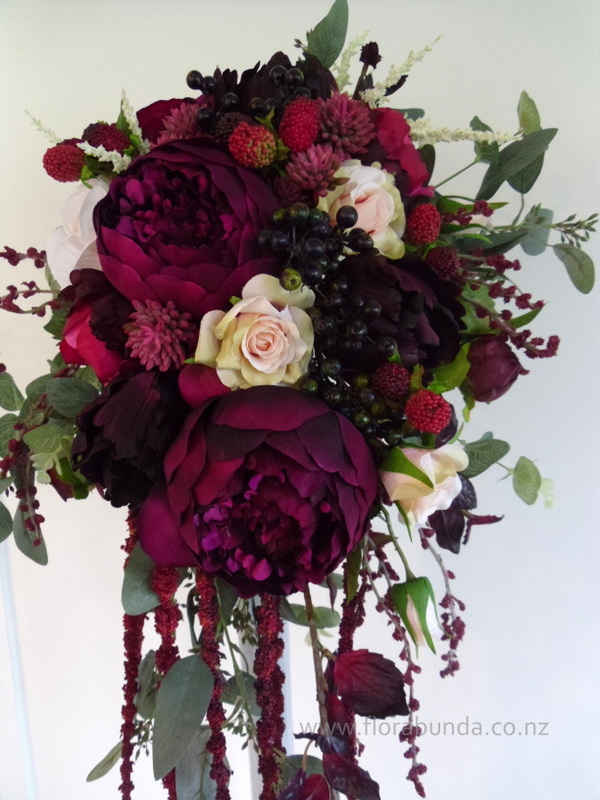 Dark plum burgundy trailing Large bouquet artificial flowers - Image 2