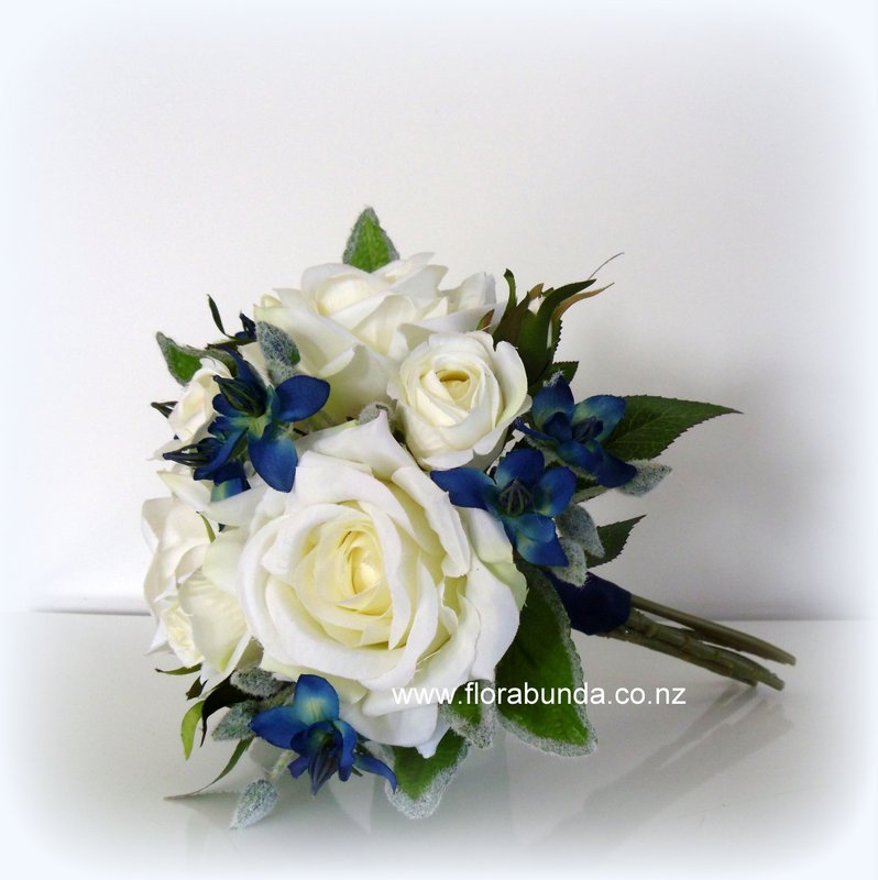 Navy Blue and Ivory white small bouquet