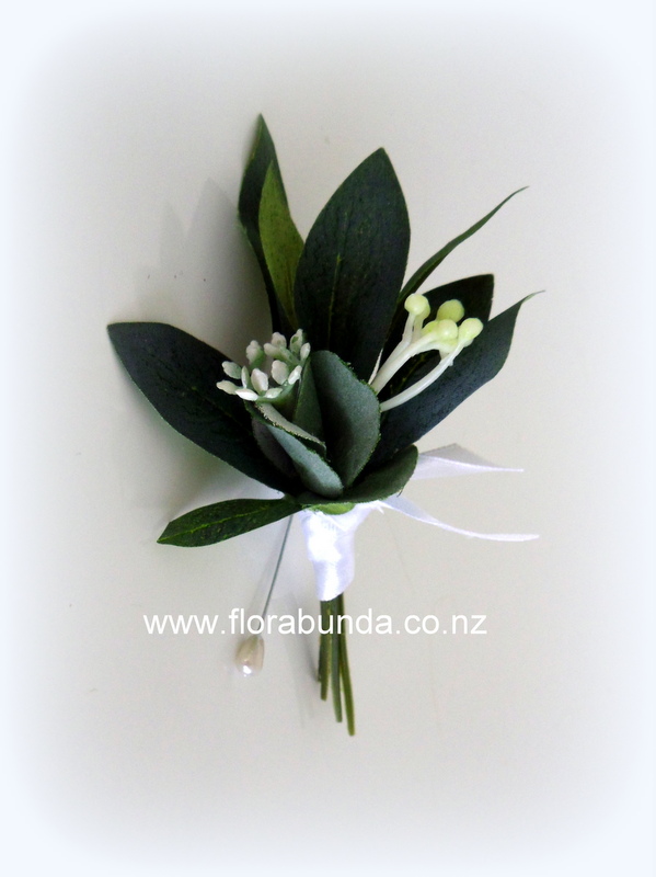 Artificial olive leaves and berries man's buttonhole