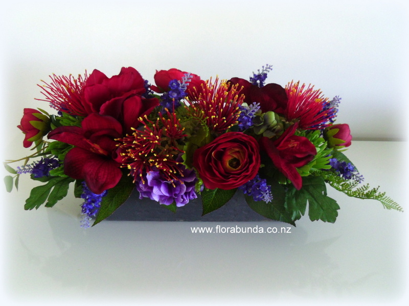 Purple and Red Long Cemetery Arrangement