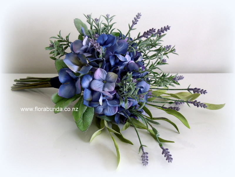 Blue Hydrangea, Grey leaves and lavender - Image 2