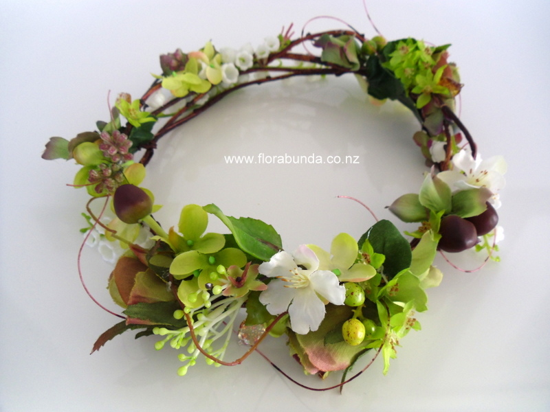 Green and Brown woodlands hair wreath