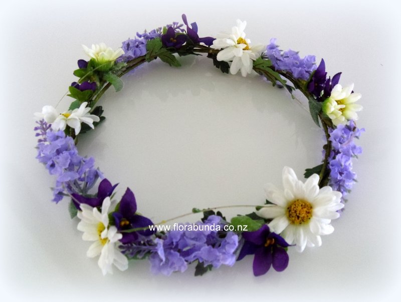 Purple lavender and daisy floral head wreath - Image 2