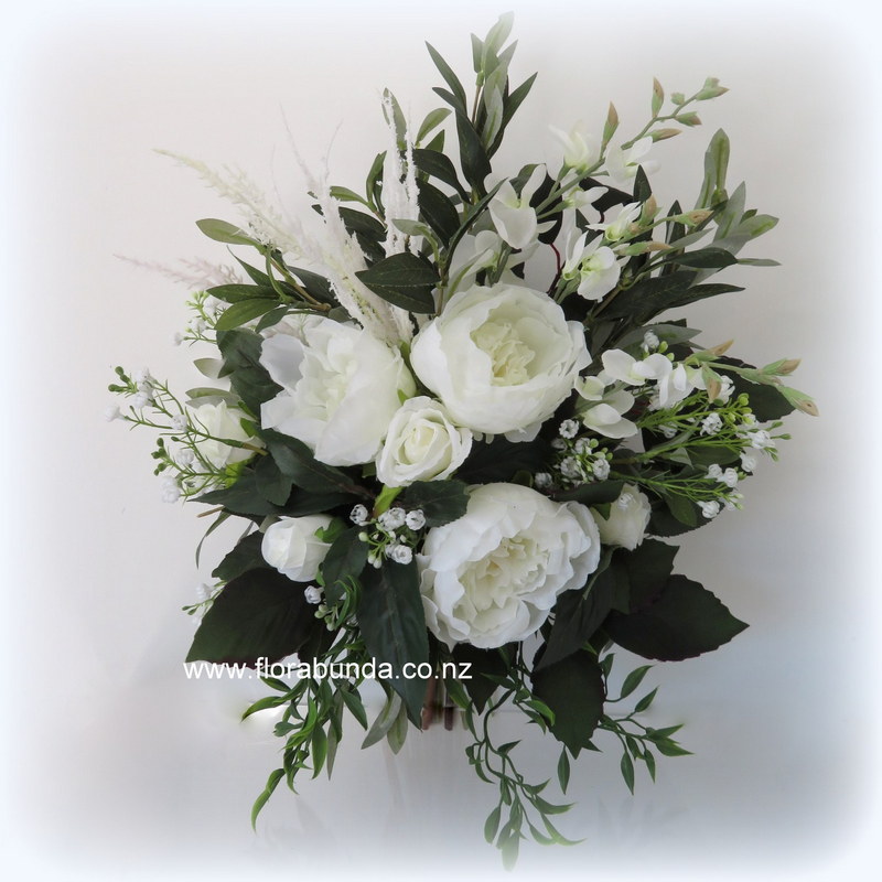 Olive leaf bride bouquet of white flowers