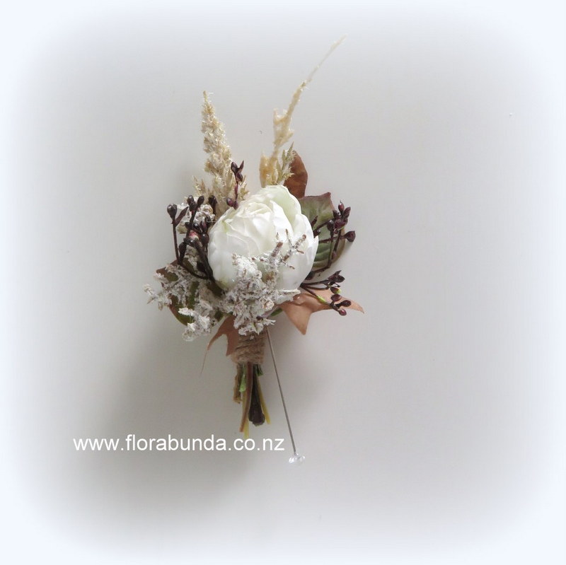 Dried look white rose Mans Buttonhole