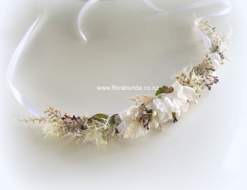 Dried flower crown small ribbon back & tie - Image 3